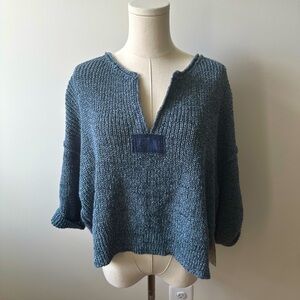 Free People Blue Knit Cropped Sweater